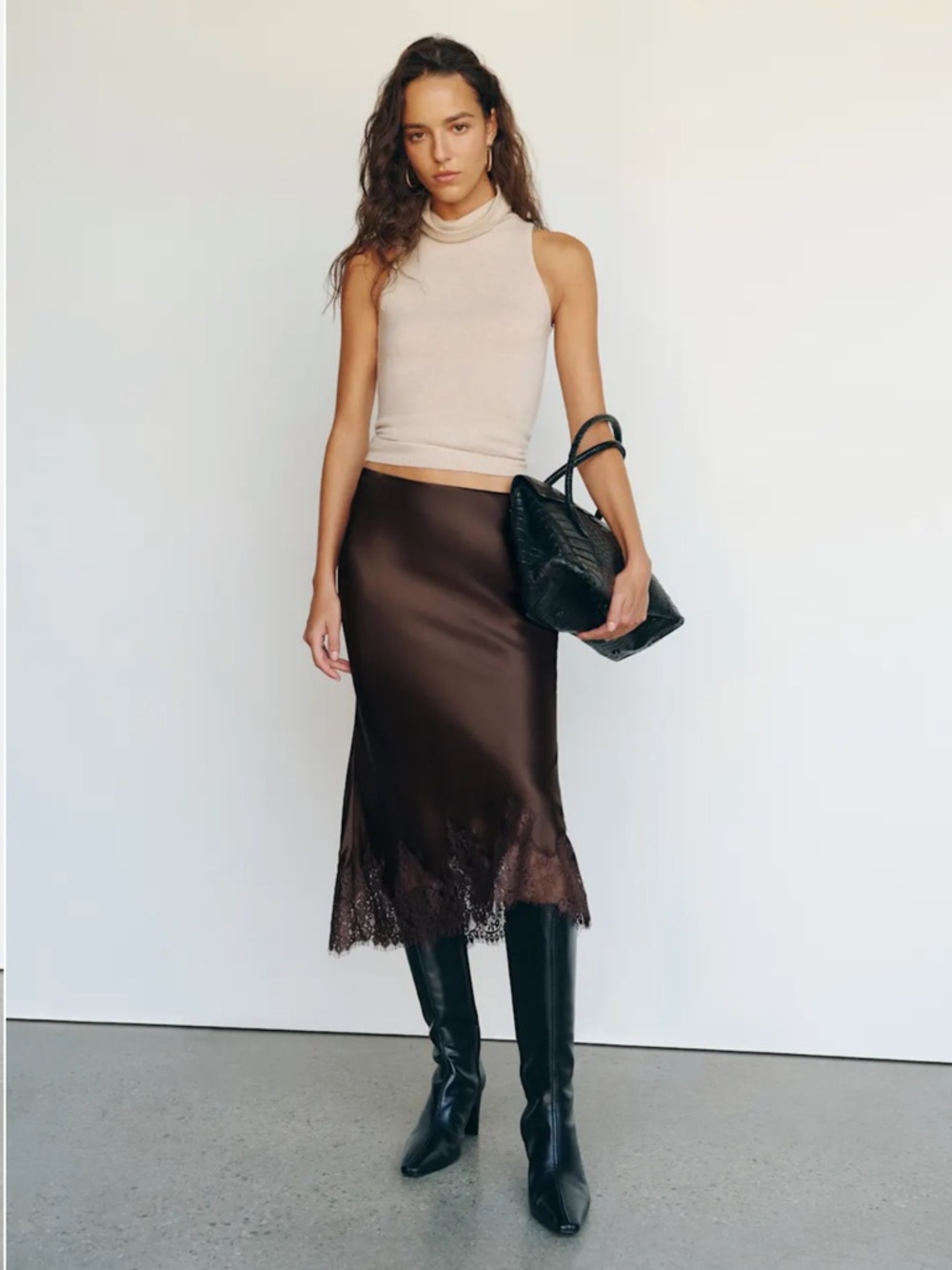 NWT Reformation Carolina Silk Skirt